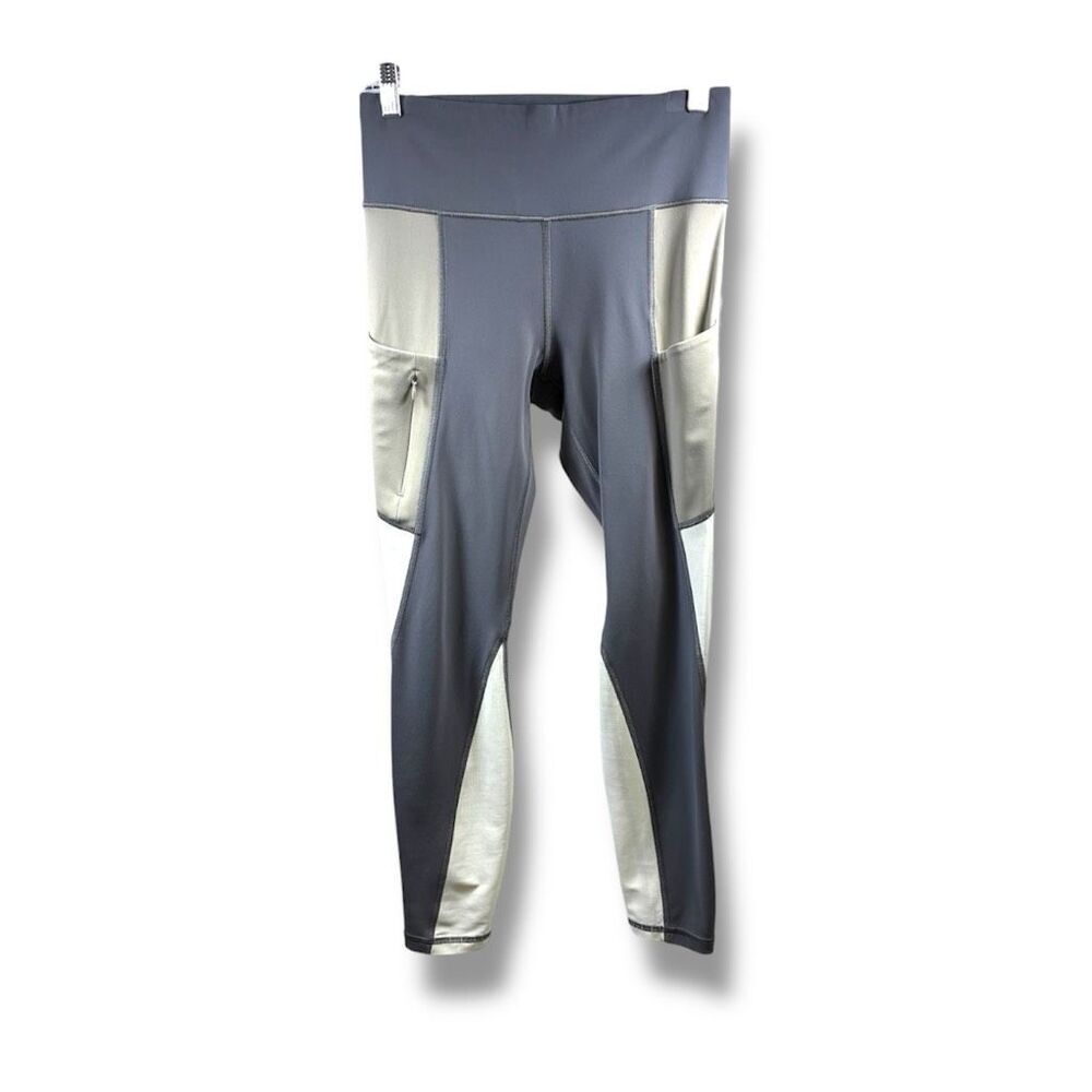 Athleta Up For Anything 7/8 Color Block Leggings in Gray Tan Size S